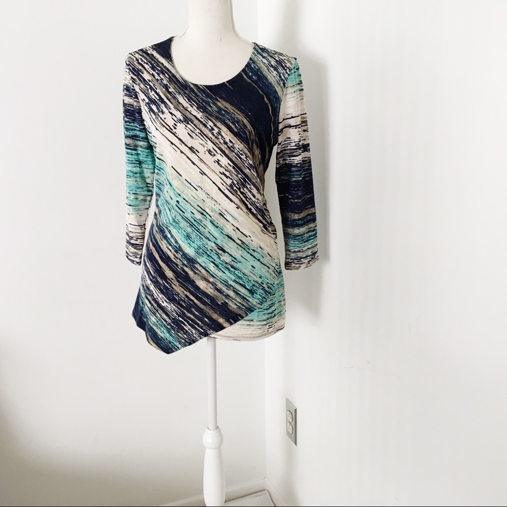 Jm Collection Multi Color Tunic Top Size Medium - image 1